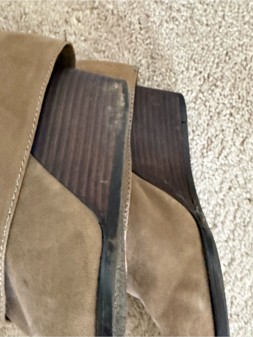 Vince Camuto Taupe Over-the-Knee Wedge Boots with Gold Buckle - Picture 6 of 8